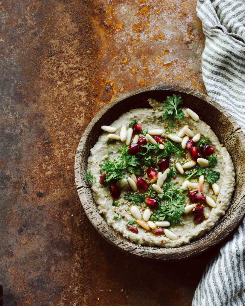 Baba Ghanoush, cremiger veganer Auberginen Dip mit Tahin